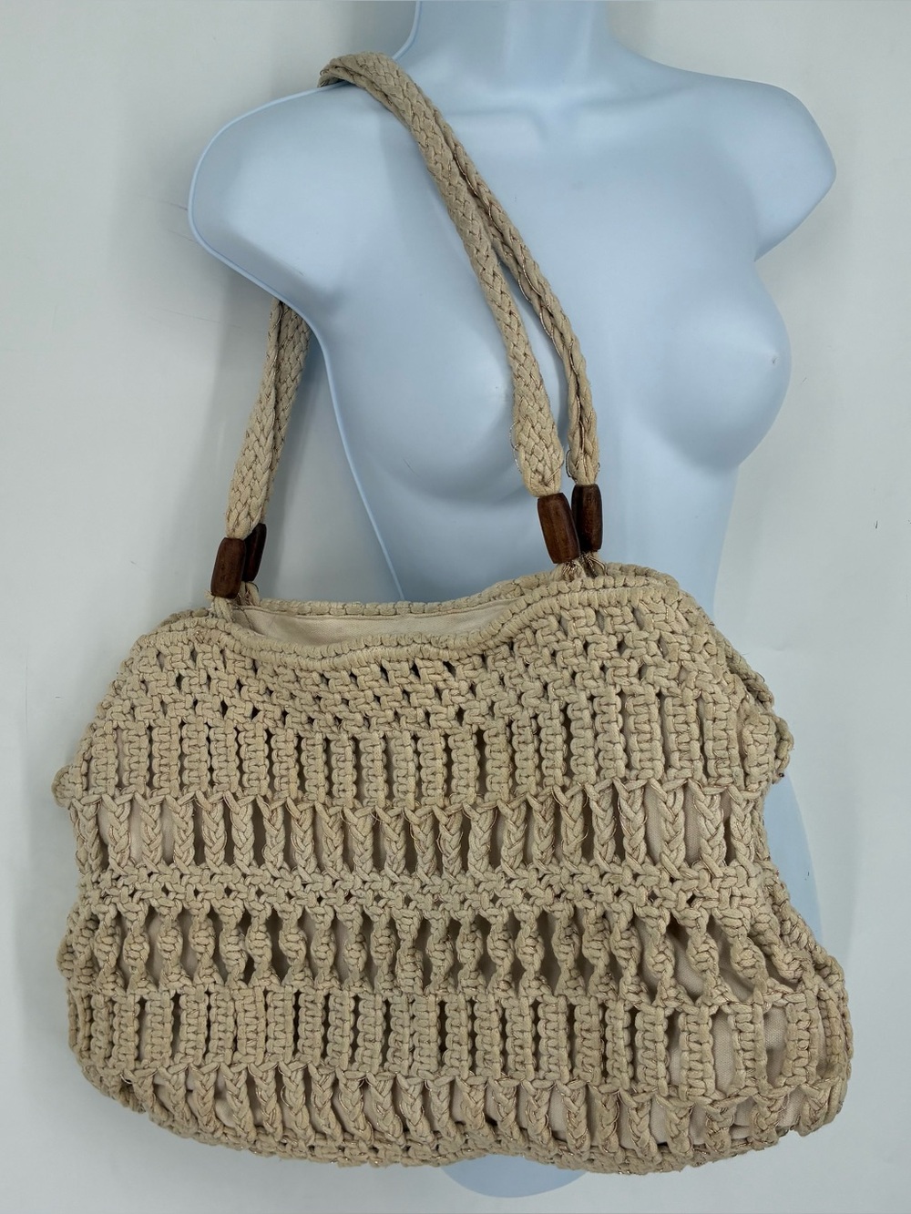 Anthropologie Cleobella Ellery Crochet Beach Tote Bag Cream Resort Vacation Vaca